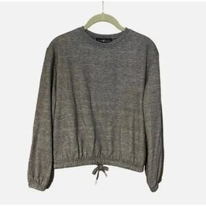 Derek Heart Heather Charcoal Gray Pullover Drawstring Waist Sweatshirt large NEW